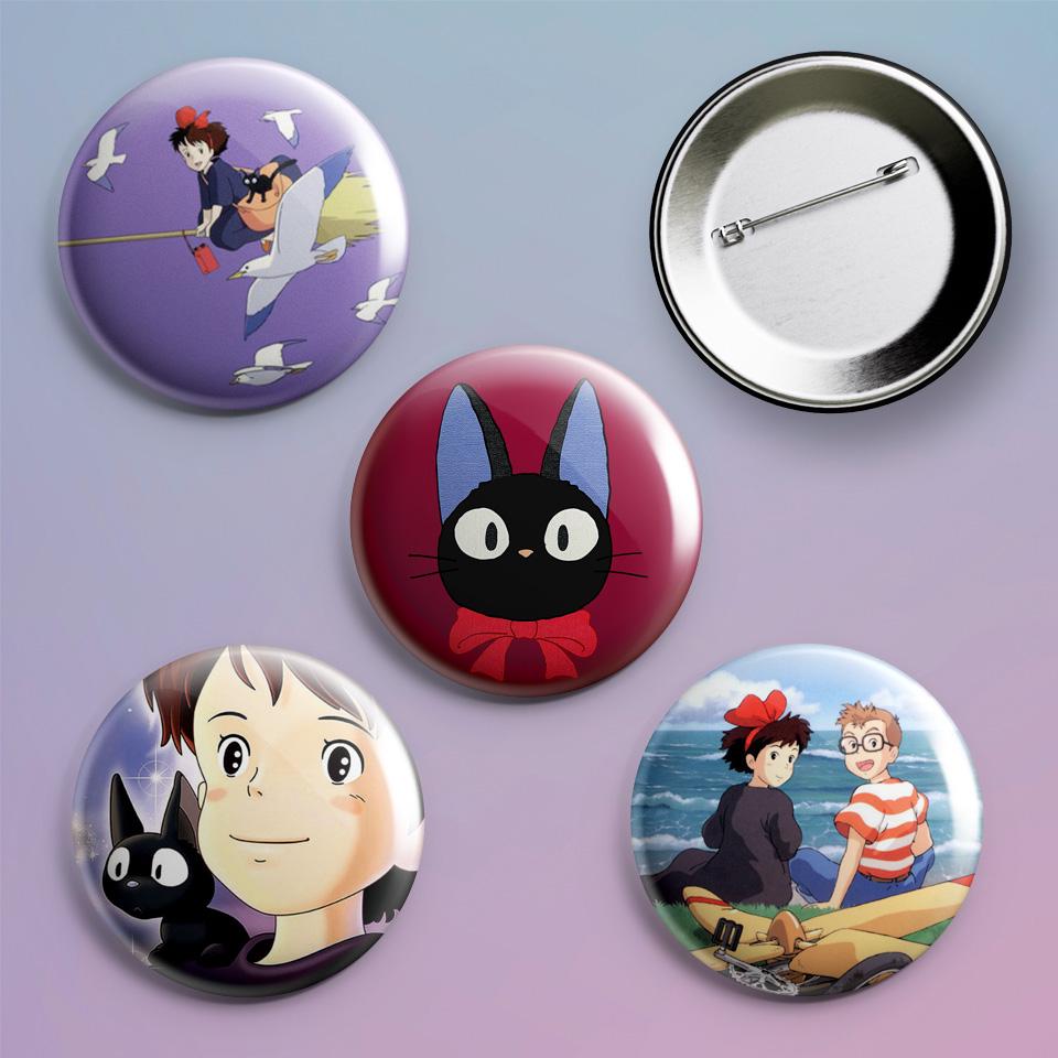 Значки на рюкзак с принтом аниме Kiki's Delivery Service 4 шт.