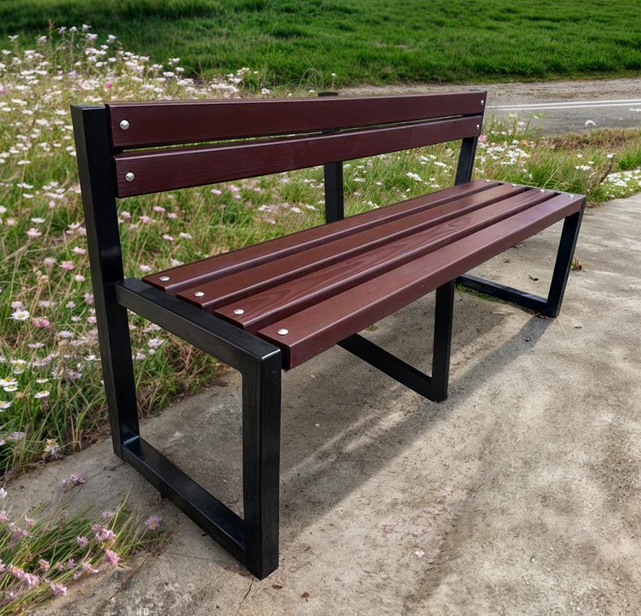 Лавка садова ТОБІ ШО Лофт Бенч зі спинкою без підлокітників 2,6 м Каштан (25589114) - фото 1 Лавка садова ТОБІ ШО Лофт Бенч зі спинкою без підлокітників 2,6 м Каштан (25589114) - фото 1