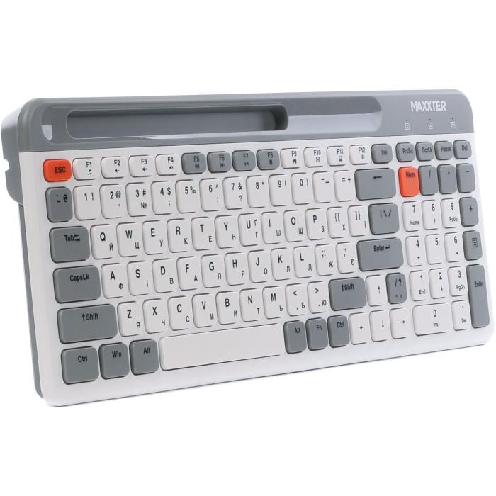 Клавиатура Maxxter KBW-02G-UA 100 клавиш USB-ресивер White/Grey (657593)