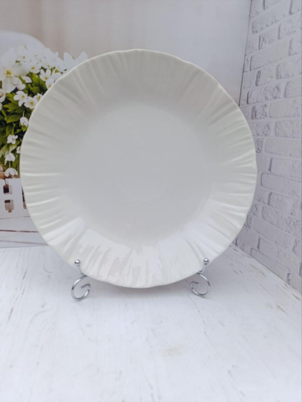 Блюдо сервірувальне Stenson 4890-12 порцелянове 31 см Білий