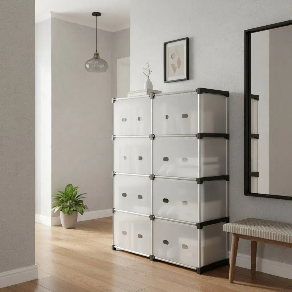 Пластикова шафа для зберігання на 8 відділень 126х84х28 см модульна Білий