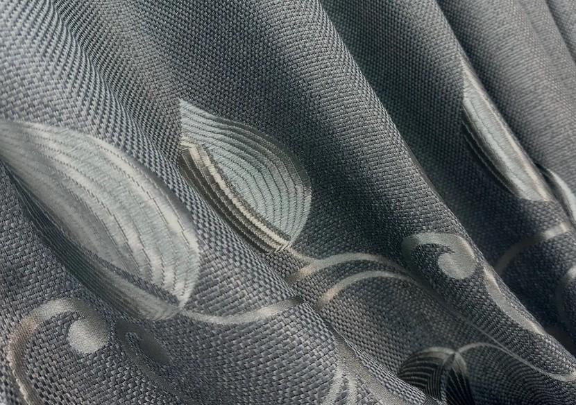 Ткань для штор Листья лен/рогожка Серый (1692ш) Ткань для штор Листья лен/рогожка Серый (1692ш)