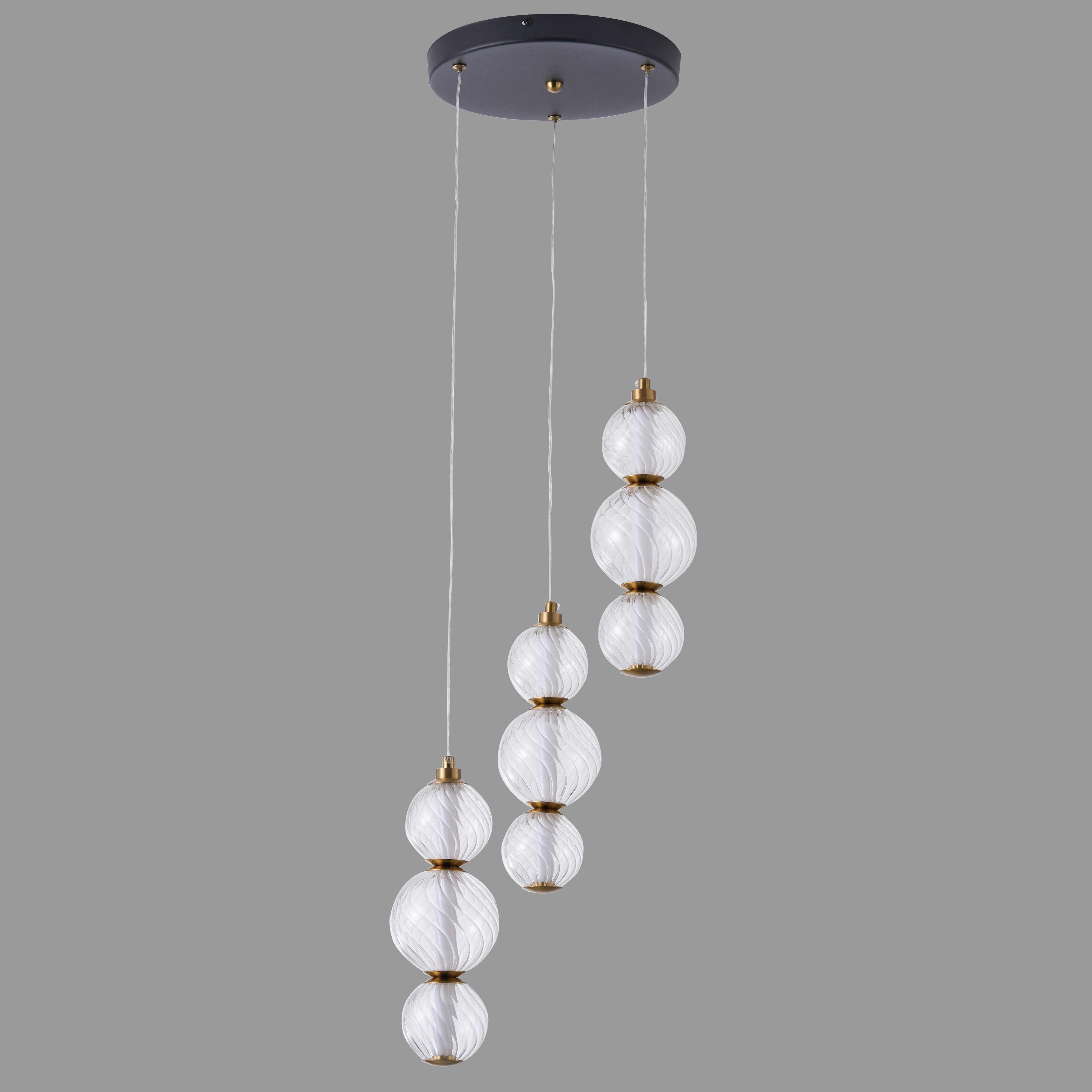 Люстра подвесная 12W с прозрачными плафонами (88-P68133C-3 BK/AB/CL)