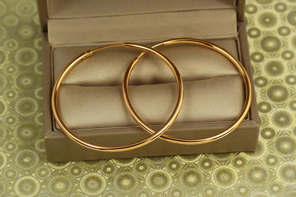 Серьги кольца Хuping Jewelry с тайной застежкой 4,5 см Золотистый (29815435)