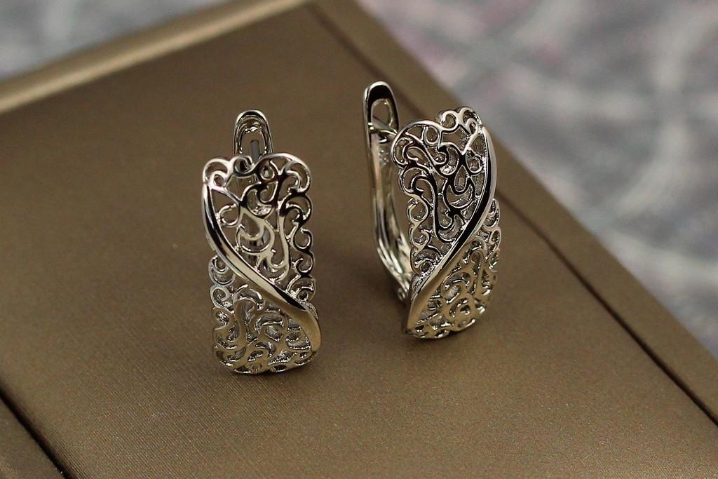 Серьги Xuping Jewelry изогнутый прямоугольник с узором змейка 1,8 см Серебристый (2442392195)