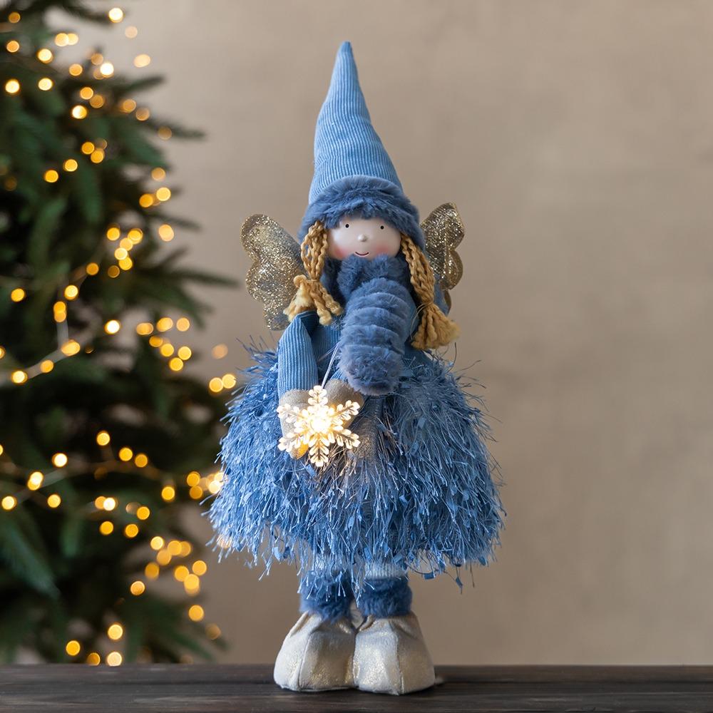 Фигурка телескопическая с подсветкой Девочка-гномик в голубом 50 см (9241-010)