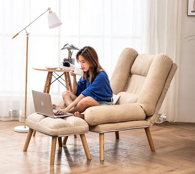 Кресло раскладное для отдыха Uszak Dior с подставкой для ног Бежевый - фото 5