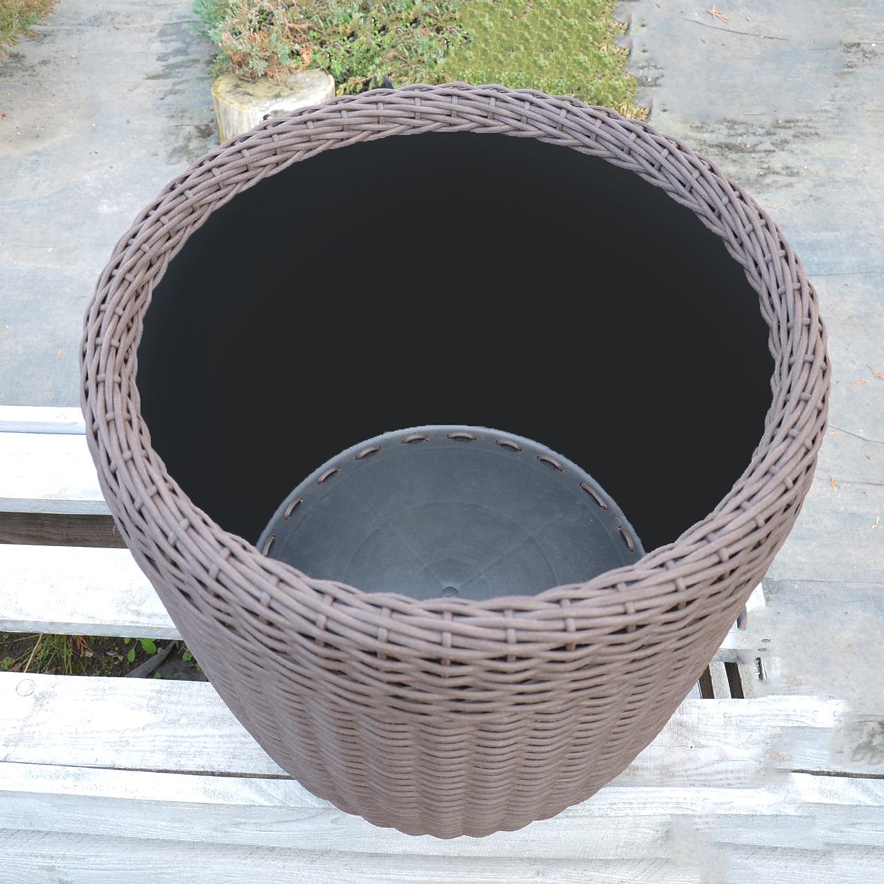 Кашпо велике для рослин та квітів з штучного ротангу/ручної роботи 60 л Чесаний венге - фото 6 Кашпо велике для рослин та квітів з штучного ротангу/ручної роботи 60 л Чесаний венге - фото 6