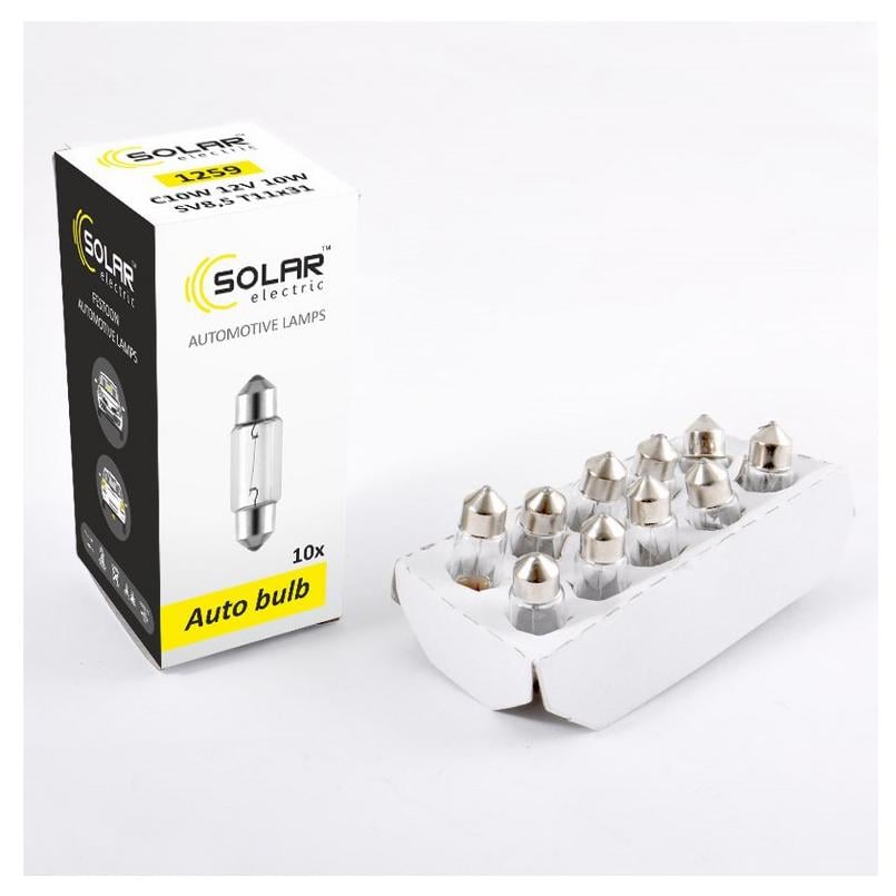 Лампа галогенова Solar C10W T11x31 12V (1259)