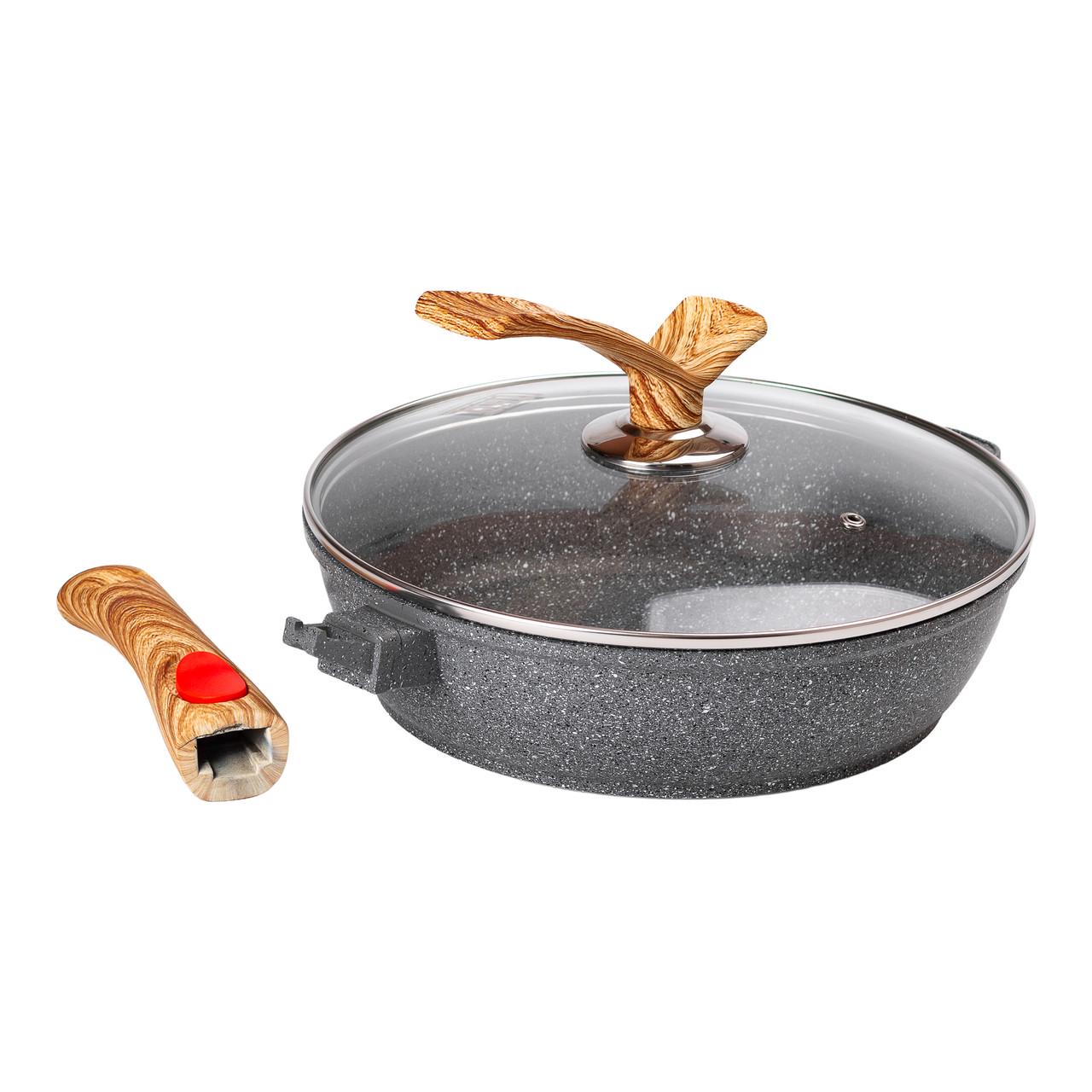 Сковорода алюмінієва глибока MGC зі скляною кришкою 2,8 л Ø 26 см Сірий - фото 4