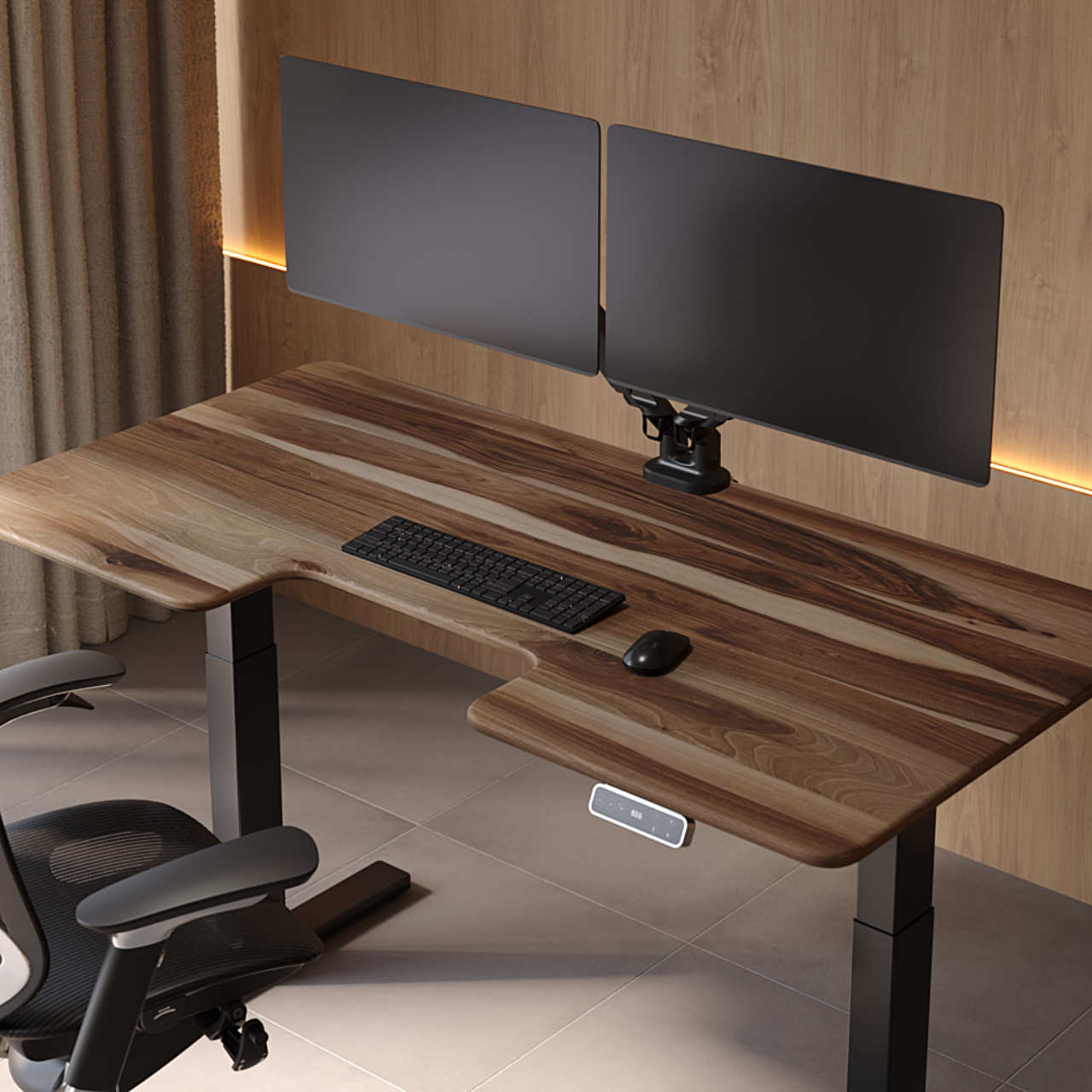 Стол TEHNOTABLE BestFit Pro с регулировкой высоты и столешницей из натурального ореха с эргономическим вырезом 1800x820x40 мм (005-19-01/020-17-03) - фото 4 Стол TEHNOTABLE BestFit Pro с регулировкой высоты и столешницей из натурального ореха с эргономическим вырезом 1800x820x40 мм (005-19-01/020-17-03) - фото 4