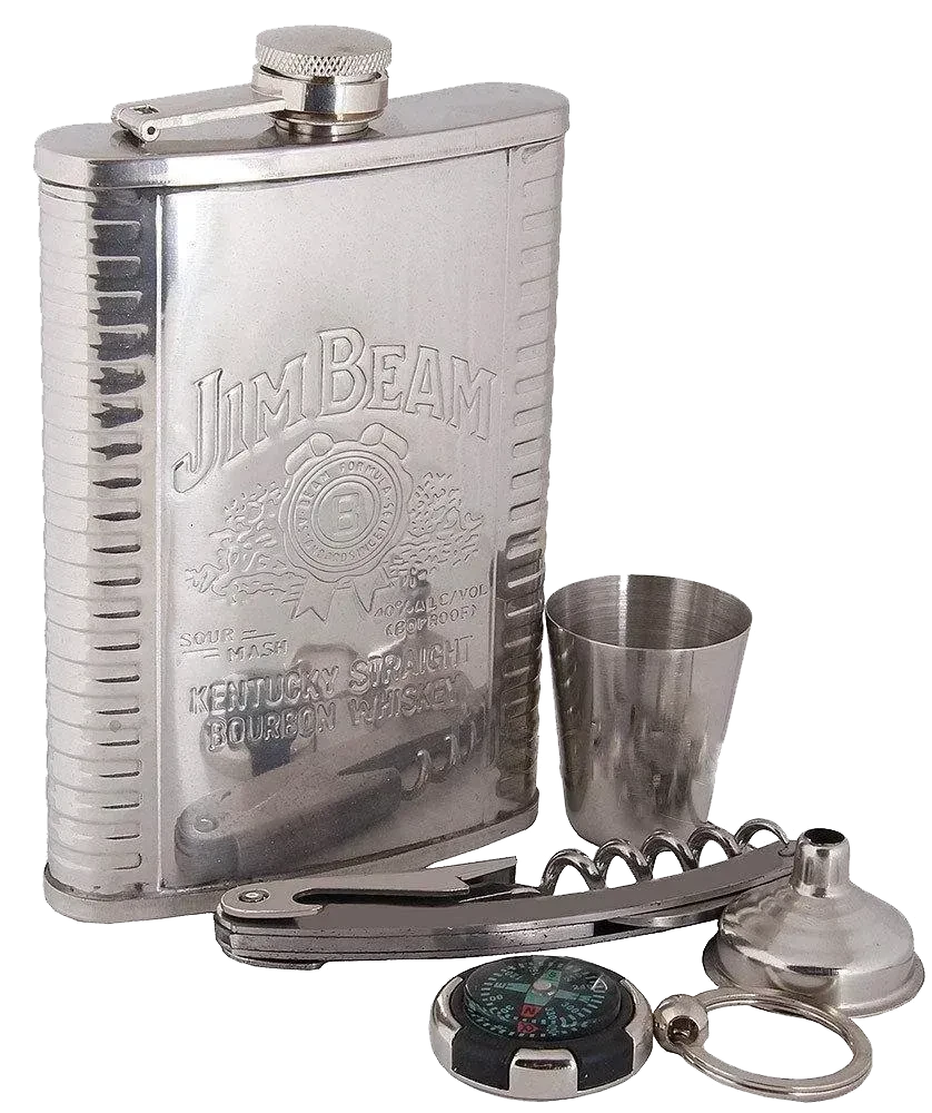 Подарочный набор с флягой мужской Jim Beam 255 мл с аксессуарами в подарочной коробке