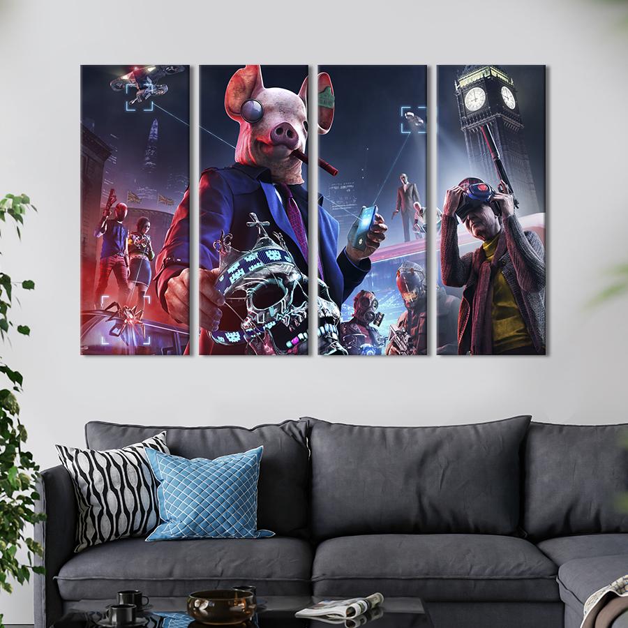 Картина на холсте Герои игры Watch Dogs: Legion 89x53 см (1527-41)