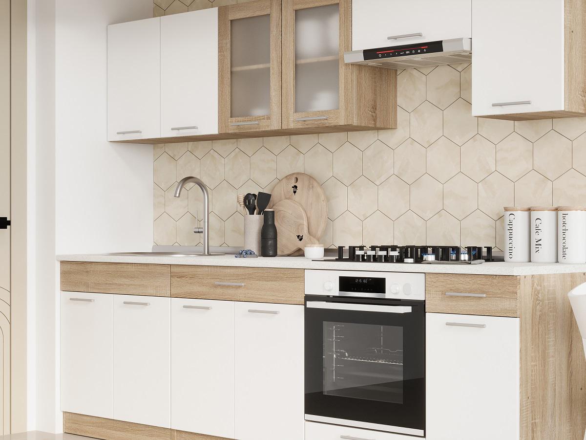 Готовая кухня Эверест Эко №5 без столешницы без мойки 2,6 м Дуб Сонома/Белый (09100) - фото 2