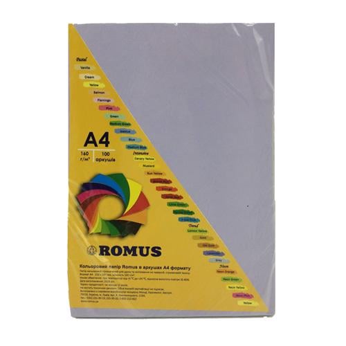 Папір кольоровий Romus А4 160 г/м2 100 аркушів Бузковий (R51284)