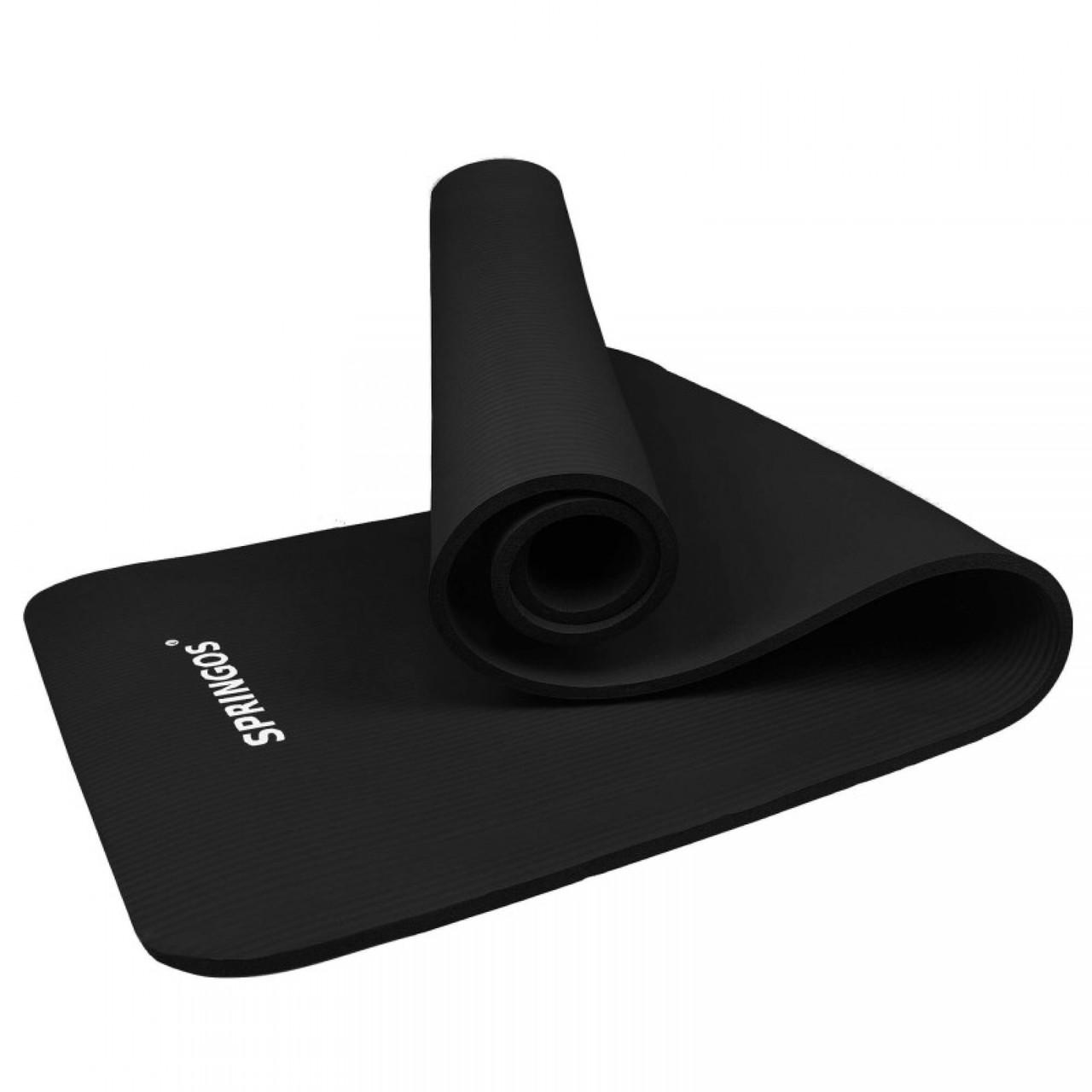 Коврик для йоги и фитнеса Springos NBR YG0029 1,5 см Black