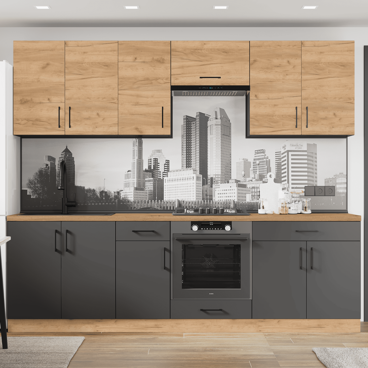 Меблі для кухні Еверест К-6 Оптіма 2,6 м Крафт золотий/Антрацитовий (26028) - фото 4 Меблі для кухні Еверест К-6 Оптіма 2,6 м Крафт золотий/Антрацитовий (26028) - фото 4