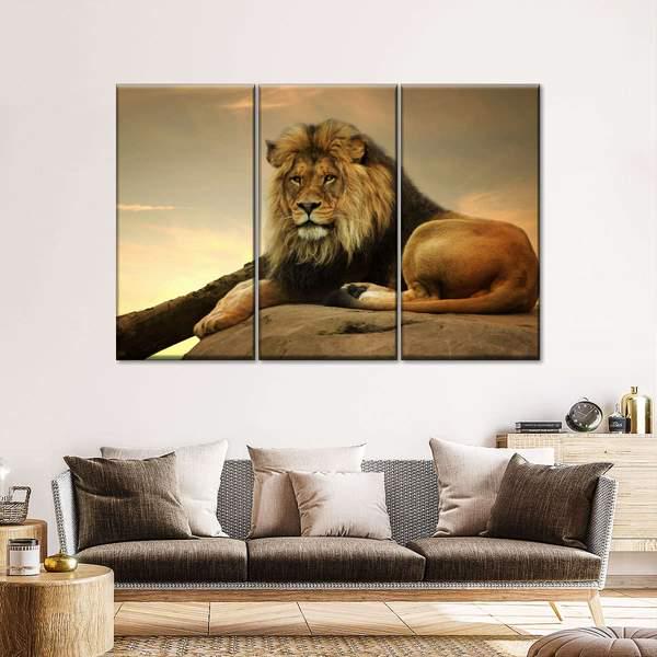 Модульная картина KIL Art Царь зверей из трех частей 78x48 см (M3_M_51)