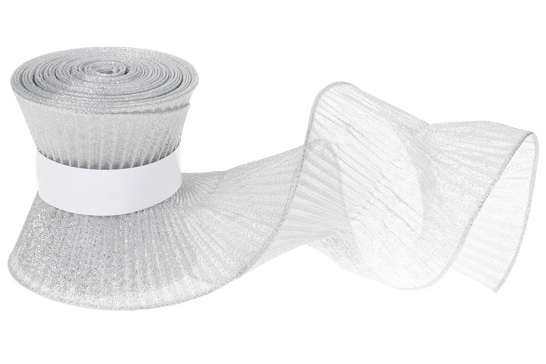Лента декоративная Bonadi гофре 11,5x457 см Серебро (821-007)