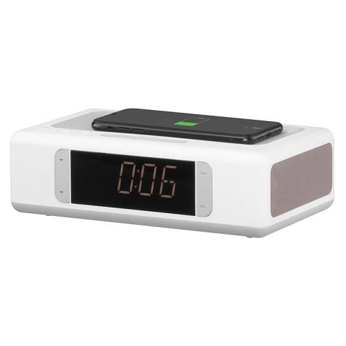 Портативна колонка 2E 2E-AS01QIWT SmartClock Wireless Charging Alarm Clock Bluetooth/v4.2 FM USB AUX White (587215)