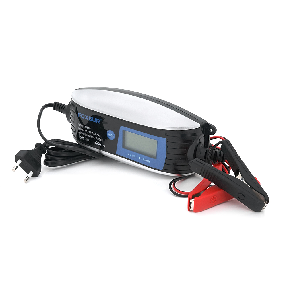 Зарядное устройство автоматическое Merlion Foxsur FBC061200840 6/12V 4A LCD для аккумуляторов AGM/GEL/свинцовых (2276)