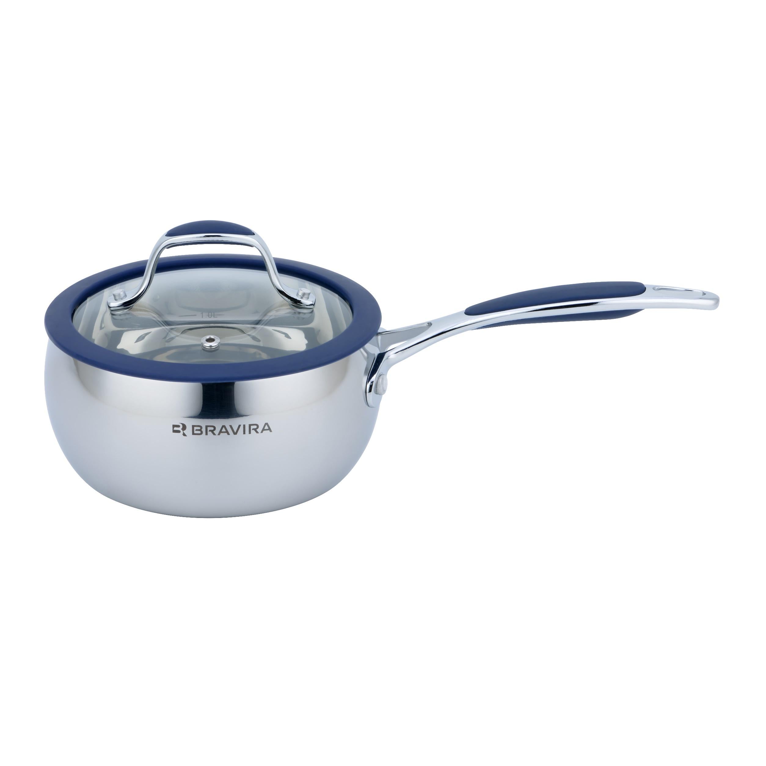 Ковш с крышкой BRAVIRA Indigo Tri-Ply BR8550-16 нержавеющая сталь 1,6 л (23355)