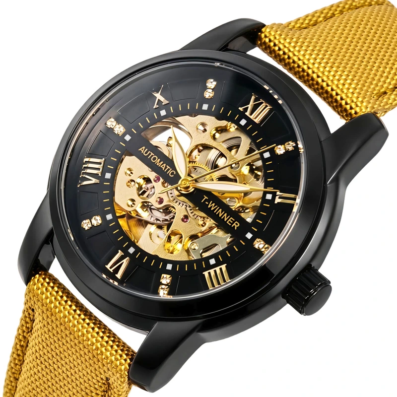 Годинник чоловічий механічний Winner Triumph Sahara Gold 2 ремінці