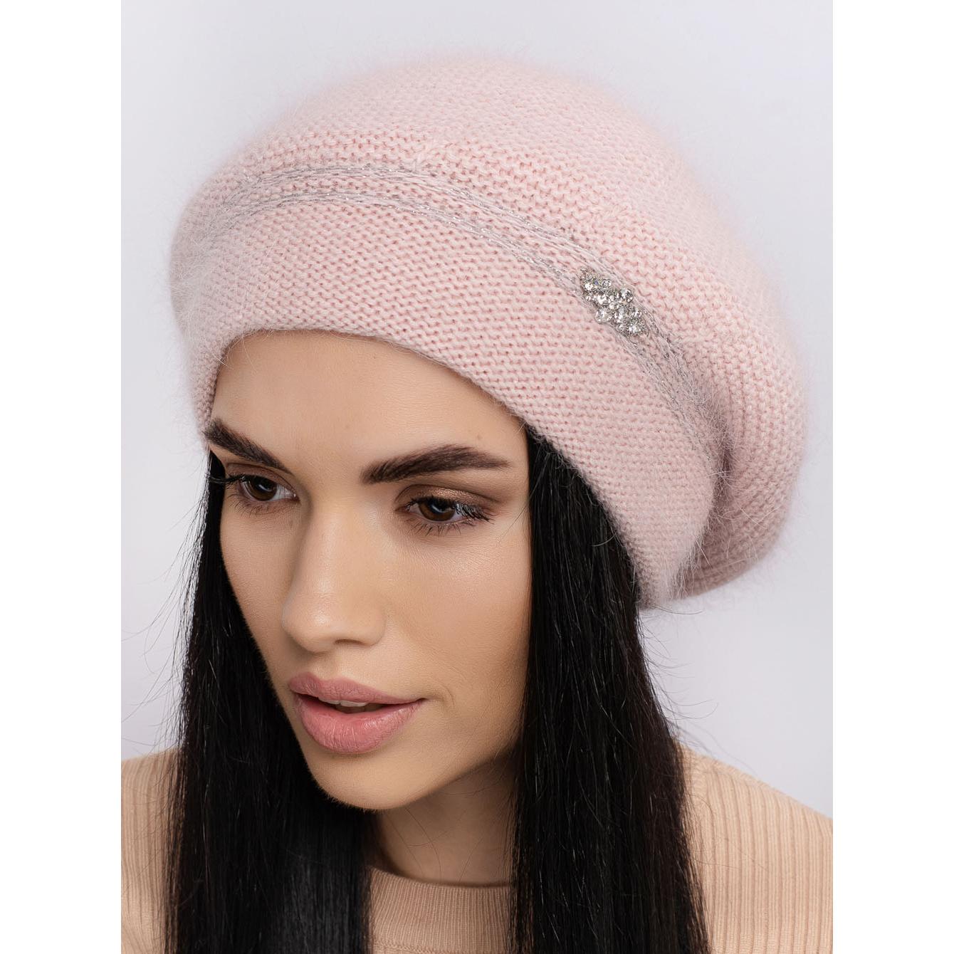 Берет жіночий ангоровий Leks Чарівниця one size Світлий пудровий