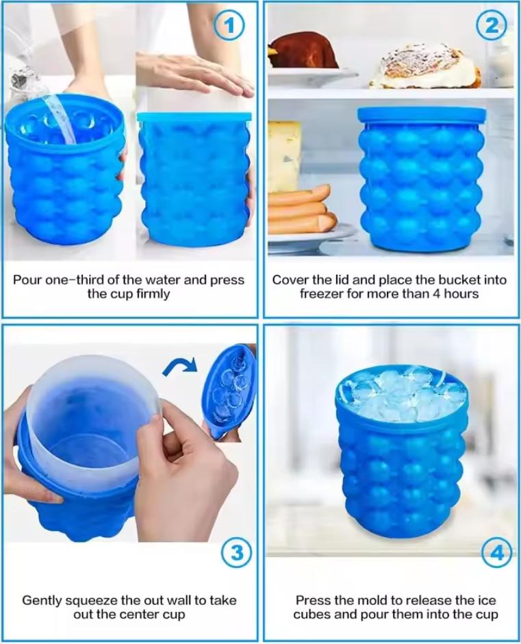 Форма для льда силиконовая с пластиковой чашей Ice Bucket 12,8x10x14 см Blue (ME0021163) - фото 5 Форма для льда силиконовая с пластиковой чашей Ice Bucket 12,8x10x14 см Blue (ME0021163) - фото 5