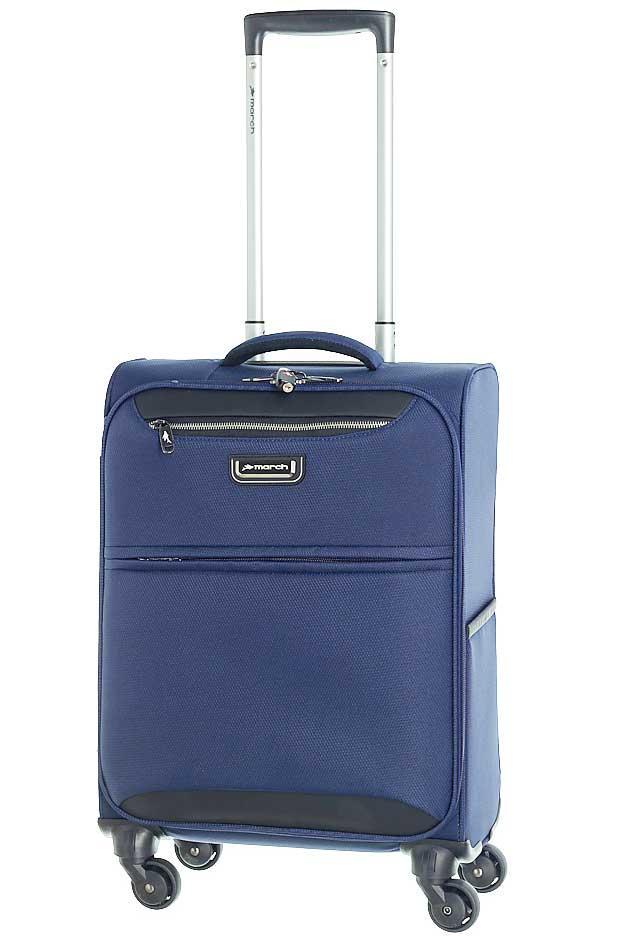 Чемодан тканевый маленький на 4-х колесах March Flybird 2453/04 37 л Синий