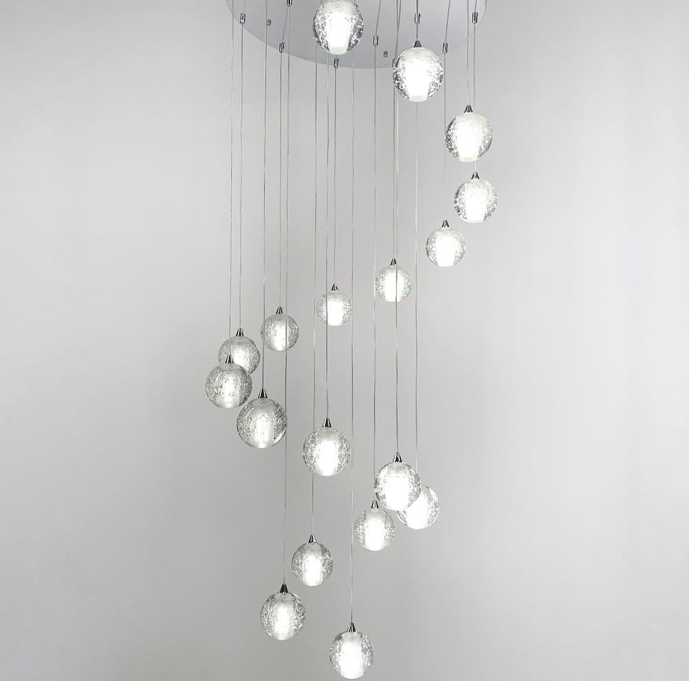 Люстра хромированная каскадная с 18 хрустальными плафонами (9373)