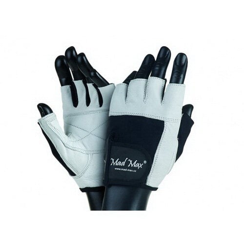 Перчатки для зала и фитнеса без пальцев кожаные Mad Max Fitness MFG-444 L Бело-черный
