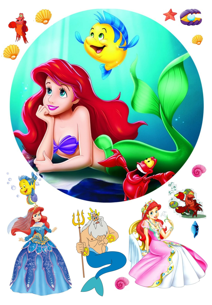 Картинка на торт вафельна Русалочка 4 (14751)