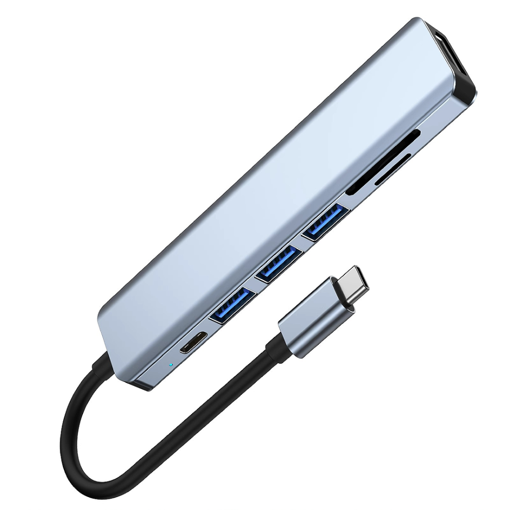 USB-хаб 7в1 TYPE-C/HDMI/SD/TF/3хUSB/PD (7171)