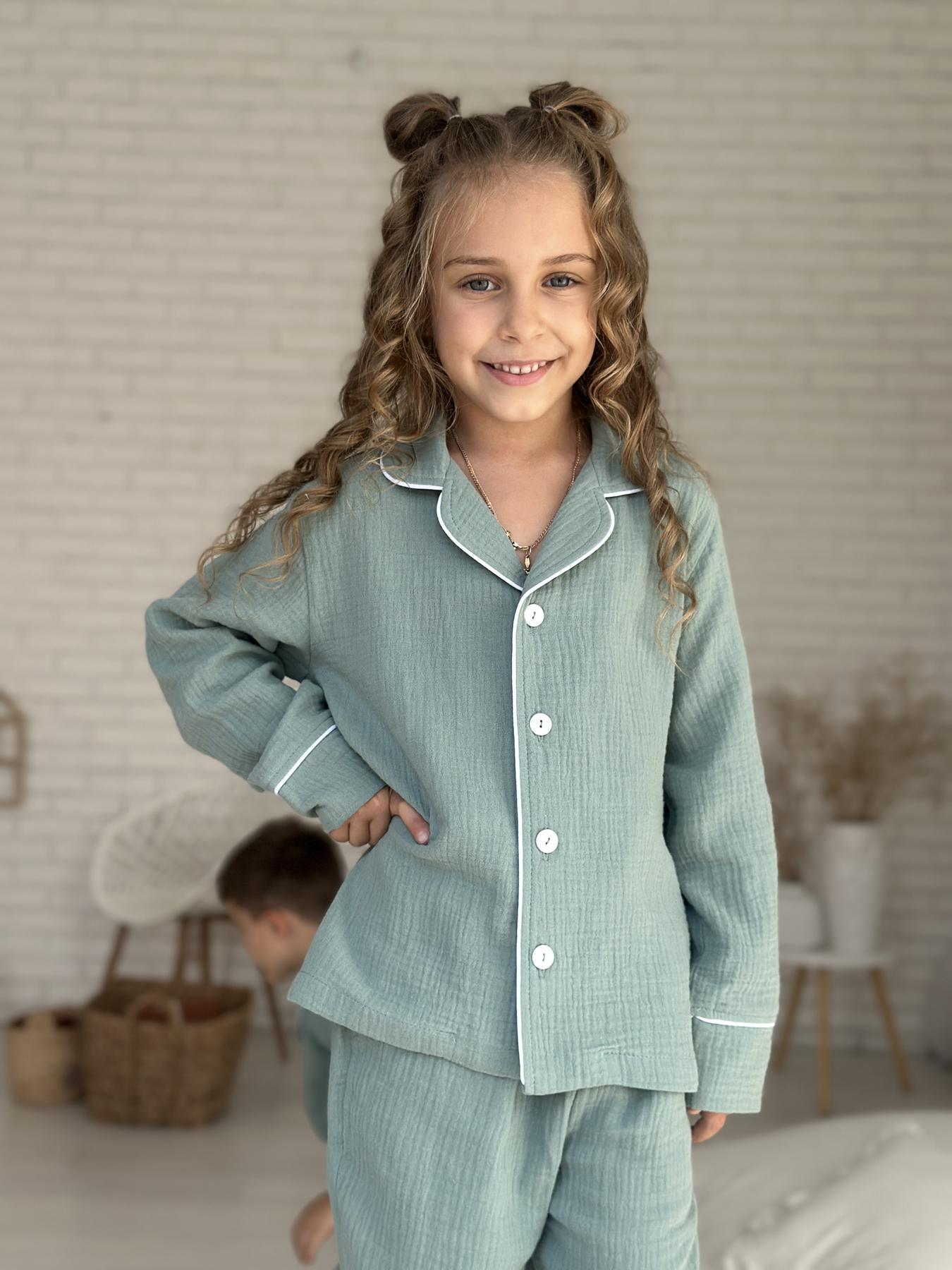 Піжама дитяча COSY муслінова з довгим рукавом 140-146 см Евкаліптовий (VIMUЕ5300)