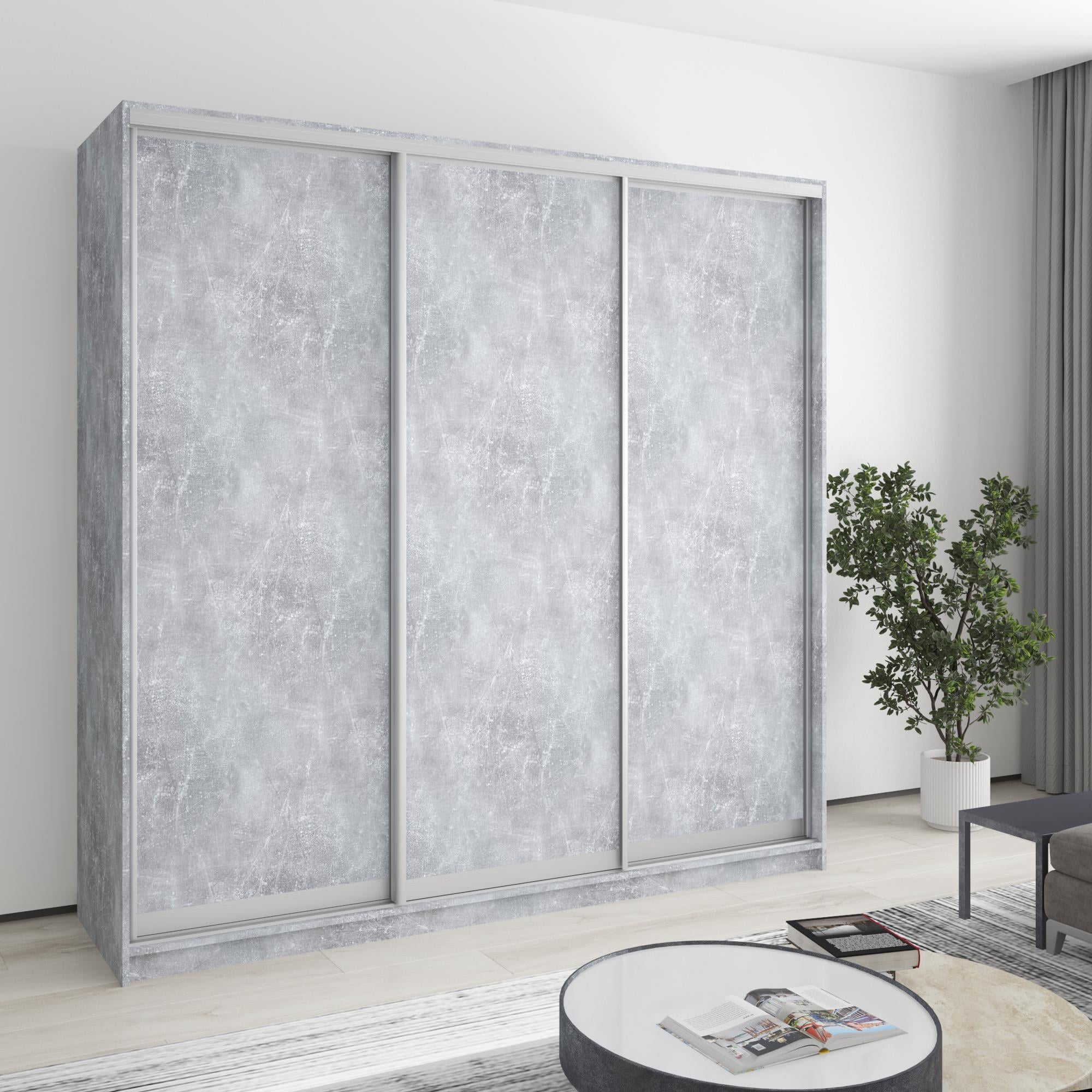 Шкаф-купе трехдверный MebelStar Стандарт AL 3ДСП 210x60x210 см Бетон (MBS-2875)