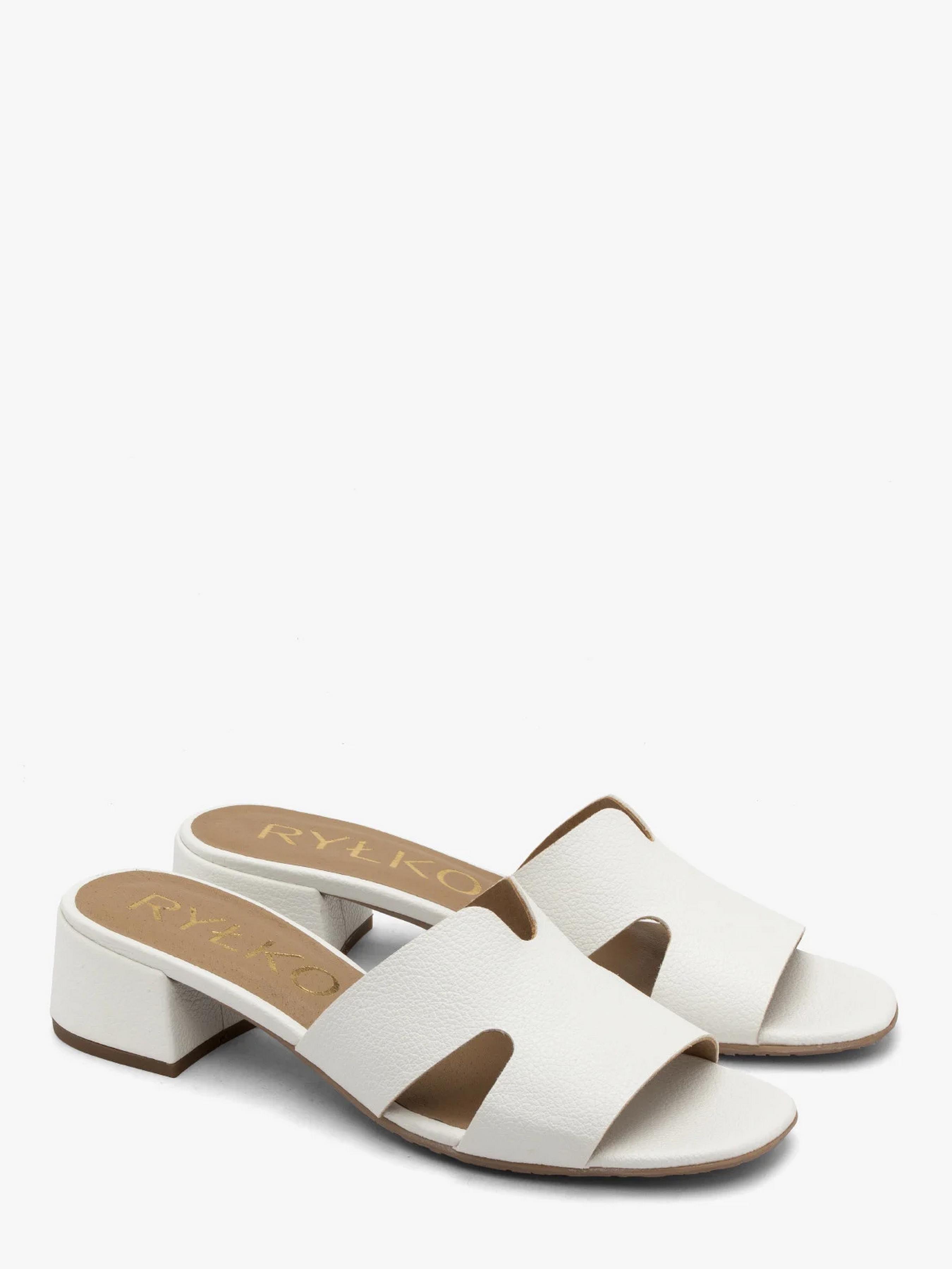 Шлепанцы женские на каблуке кожаные RYLKO в стиле Hermes р. 38 Белый (3MGI9_T3 _K39)
