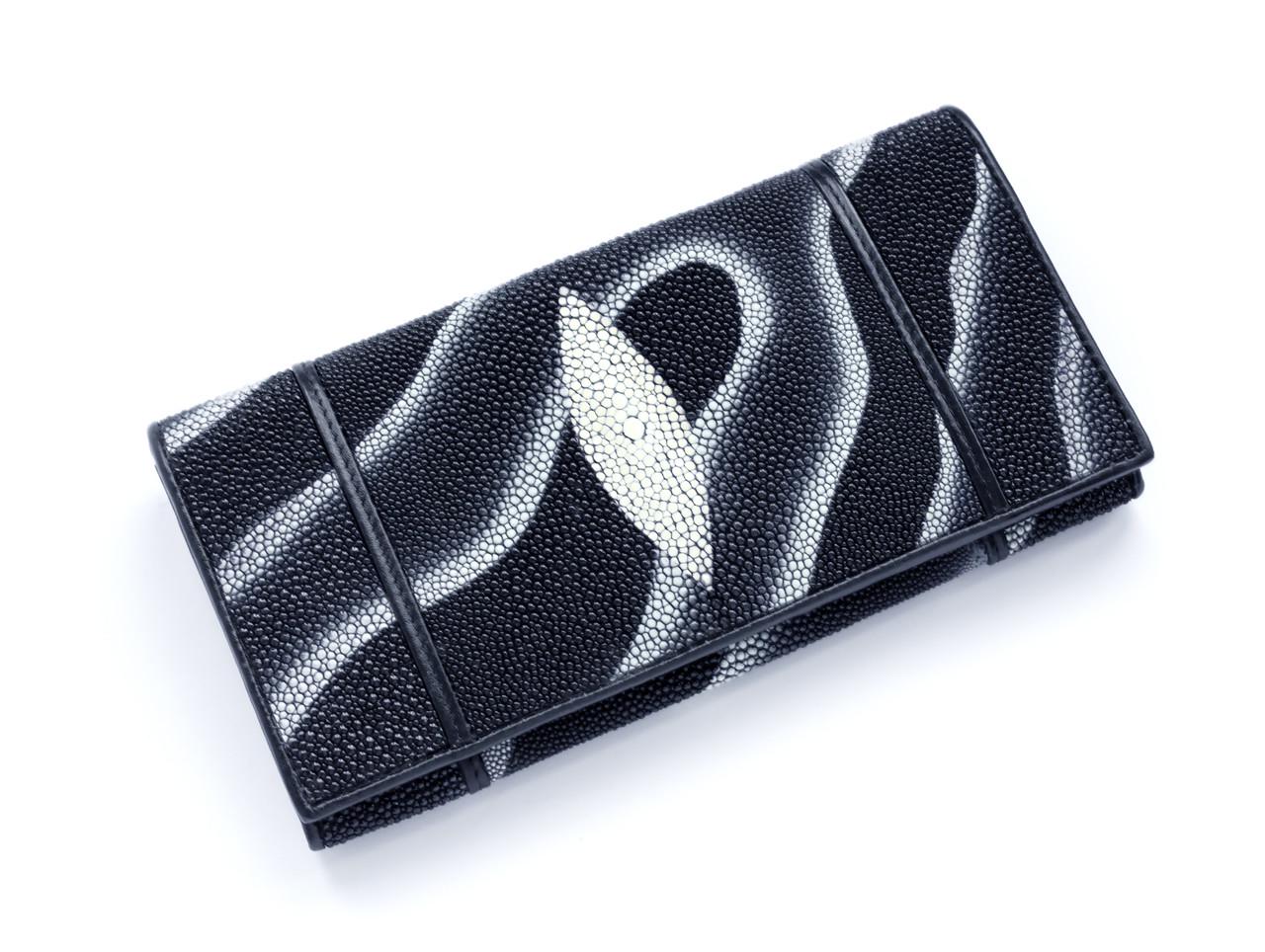 Гаманець Ekzotic Leather зі ската Чорний (stw 29_1)