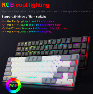 Клавиатура механическая игровая E-YOOSO A68 RGB Mini Slim проводная USB с Red Switch Белый (2335528724) - фото 3