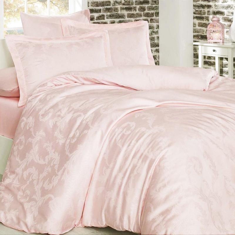 Постельное белье Meriset Жаккард евро на резинке Peach powder curl (550242-7)