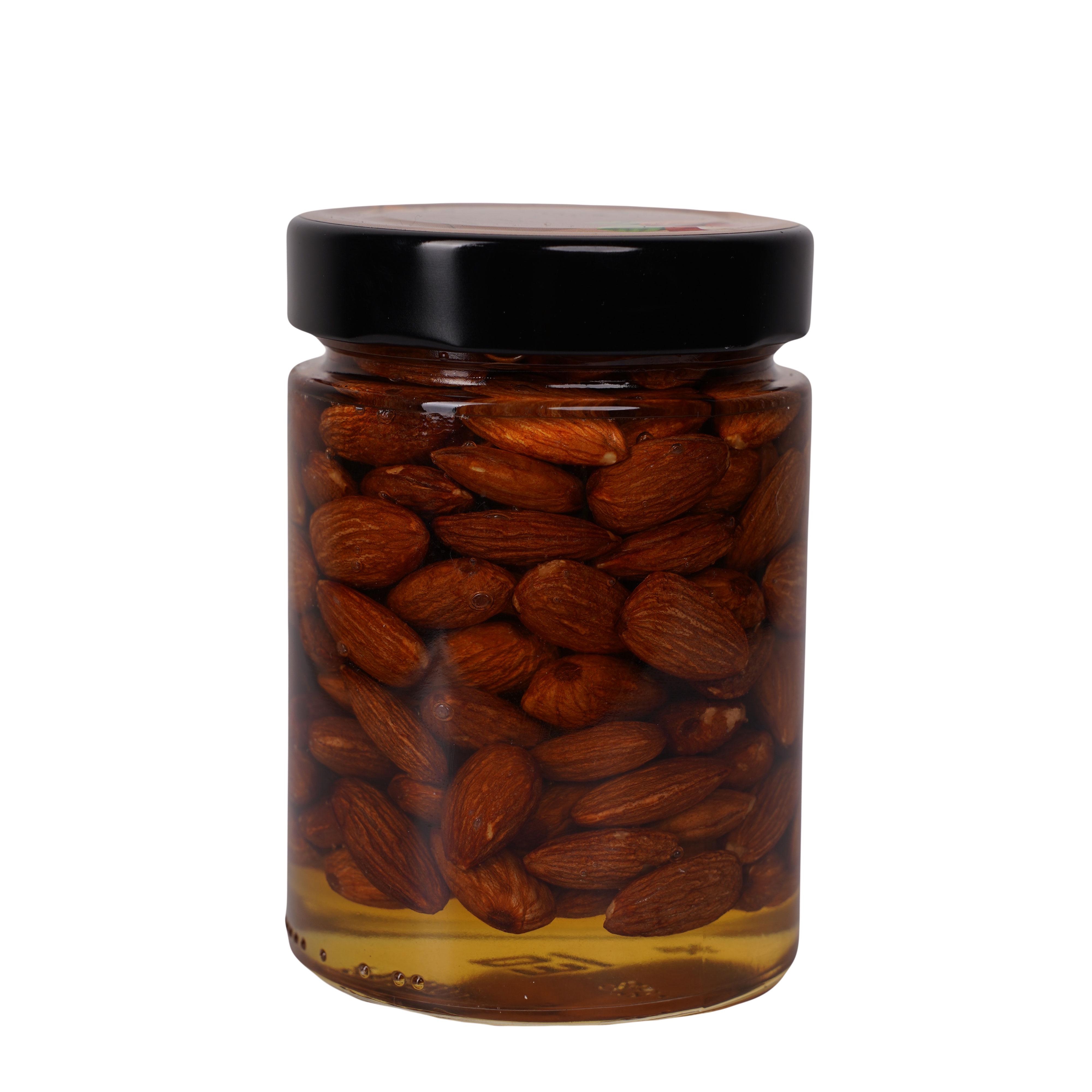 Мёд акациевый пчелиный с миндалём Золотой Нектар в стеклянной банке украинский 345 г