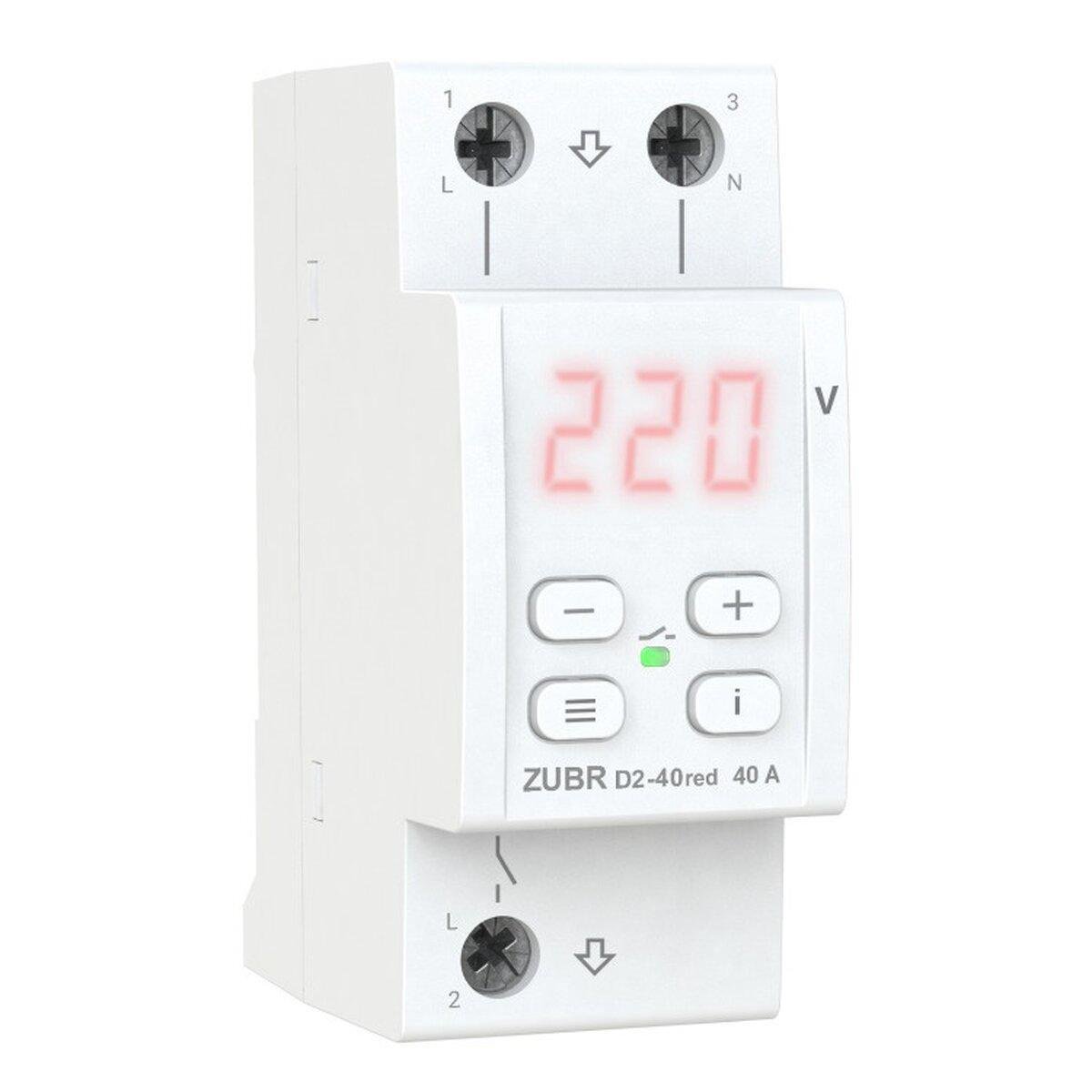 Реле напряжения ZUBR D2-40 Red подключение верх/низ 2 Din термозащита Pro Model (SW-105113) - фото 1 Реле напряжения ZUBR D2-40 Red подключение верх/низ 2 Din термозащита Pro Model (SW-105113) - фото 1