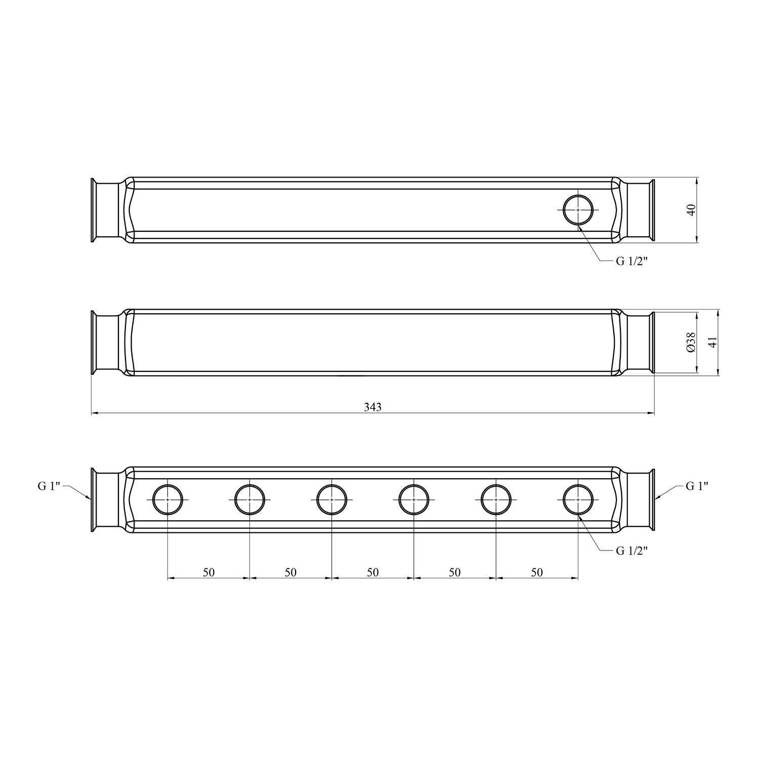 Коллектор Karro на 6 выходов 1"х1/2" РВ нержавеющая сталь (KR-1003) - фото 2 Коллектор Karro на 6 выходов 1"х1/2" РВ нержавеющая сталь (KR-1003) - фото 2