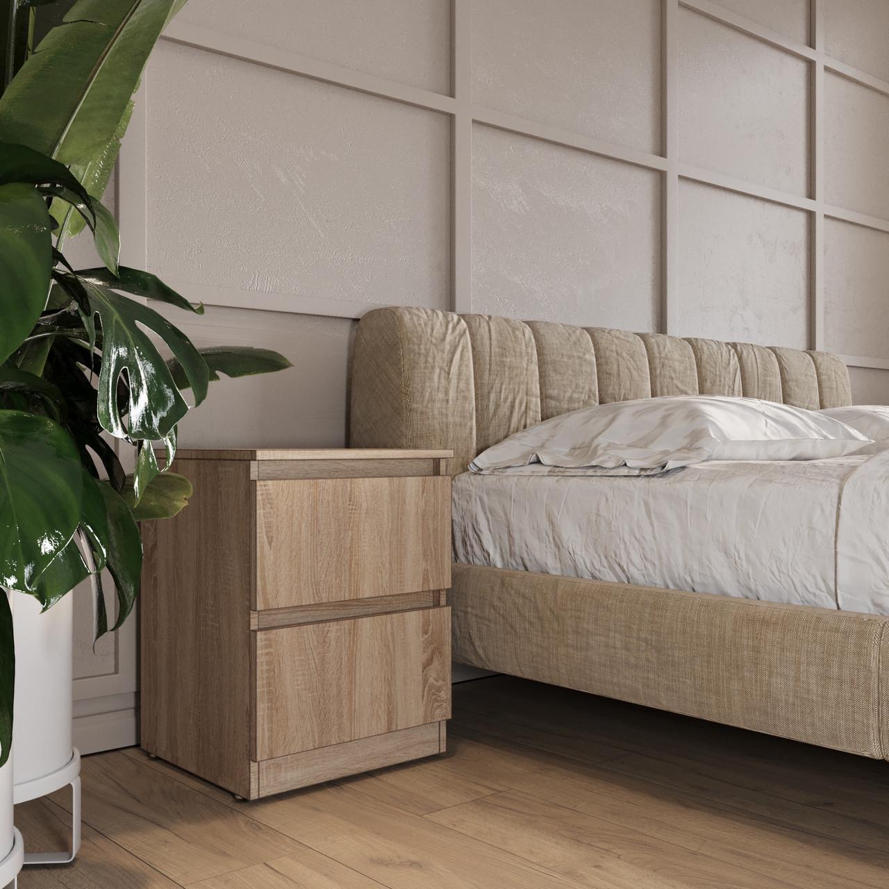 Тумба приліжкова MEBEX на 2 шухляди 40х40х54,4 см Дуб Сонома (VS2B400DS) - фото 2