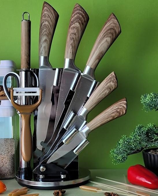 Набор кухонных ножей с подставкой Edenberg EB-913 9 предметов Коричневый (2530555590) - фото 1 Набор кухонных ножей с подставкой Edenberg EB-913 9 предметов Коричневый (2530555590) - фото 1