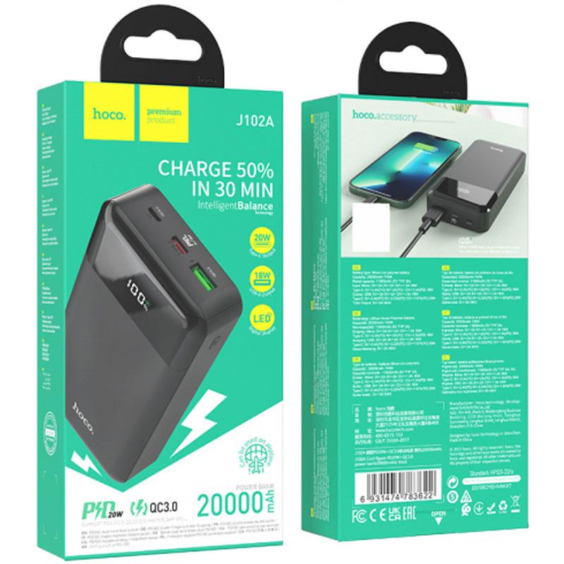 Повербанк Hoco J102A Cool figure 20000 mAh PD20 W+QC3,0 Черный - фото 4