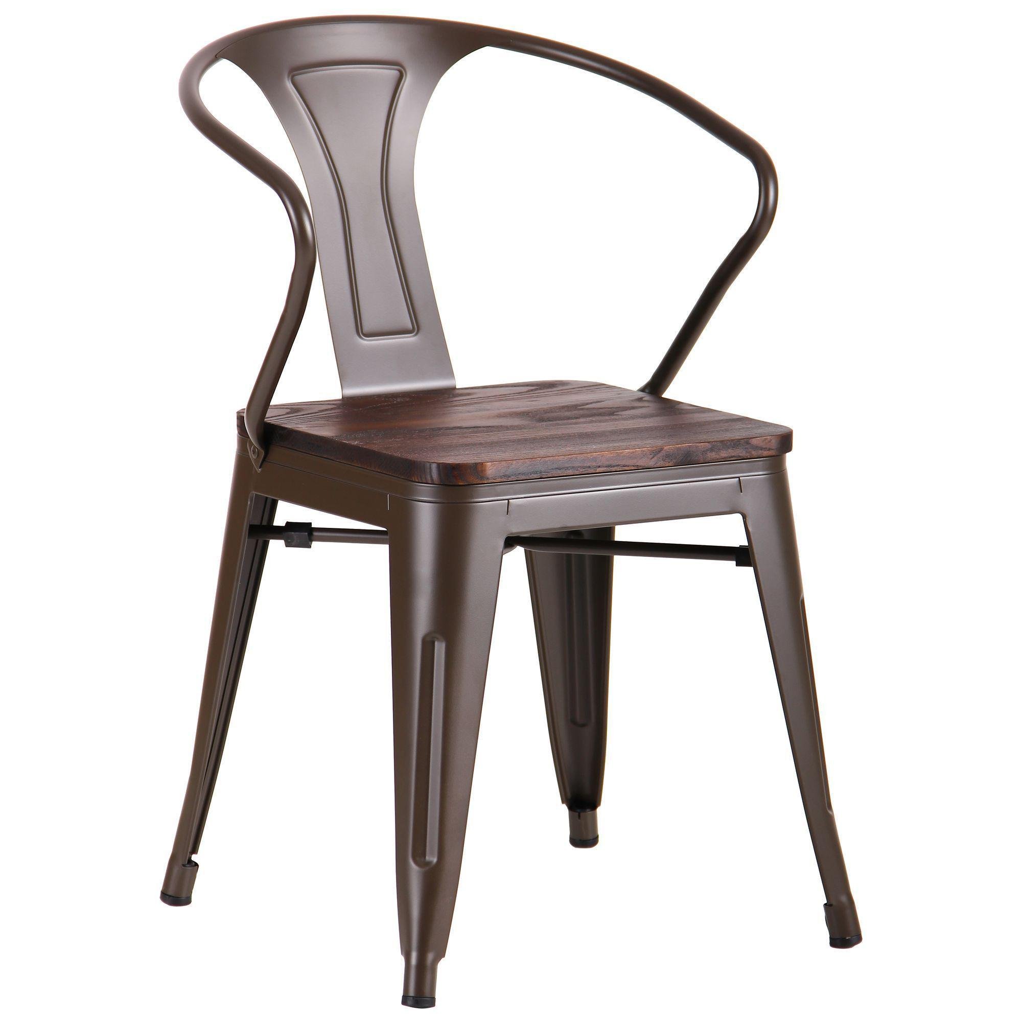 Обеденный стул AMF Marley сталь/дерево Гевея 790х500х550 мм Кофе/Античный орех