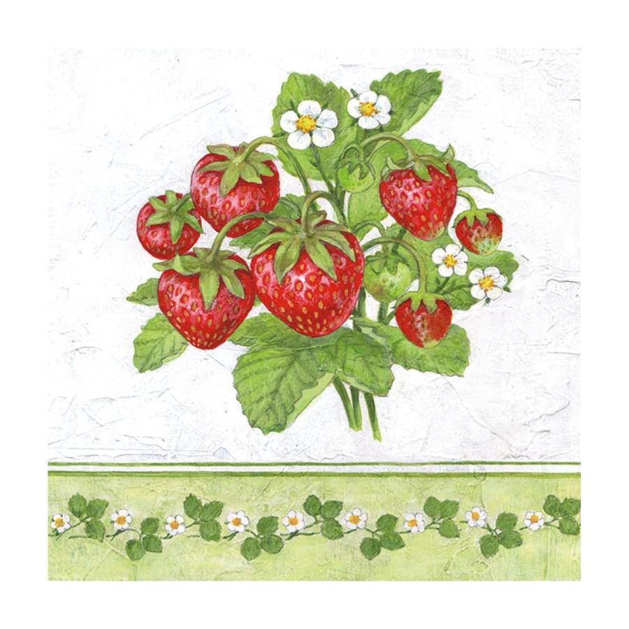 Салфетки для декупажа Ambiente Клубника 18,5г/м2 33х33 см 20 шт. 12 пач. (8712159134803)