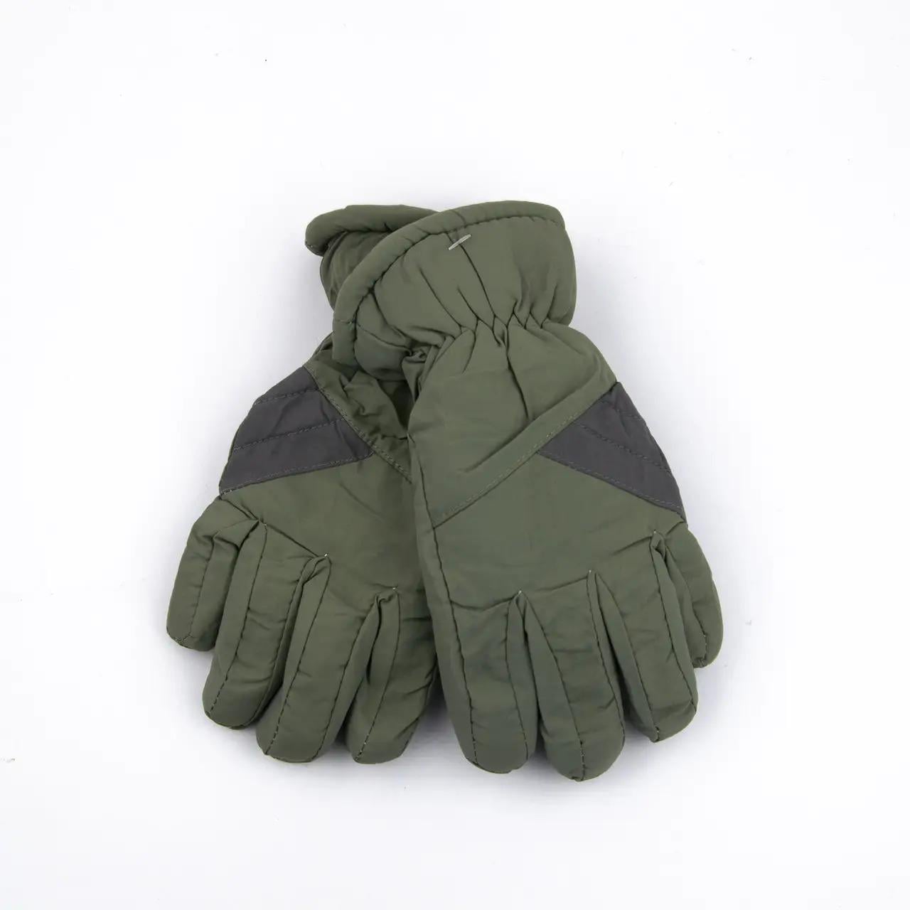 Детские перчатки болоневые лыжные на липучке с флисовой подкладкой Хаки (23-12-61)