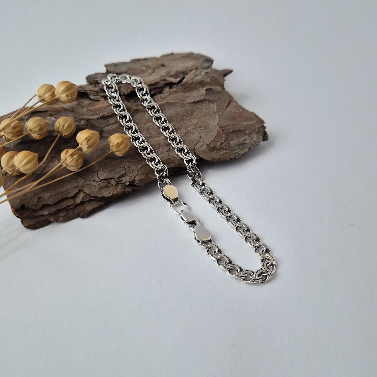 Браслет черненый плоский Бисмарк серебро 925 пробы 5,55 г 19 см (б11)